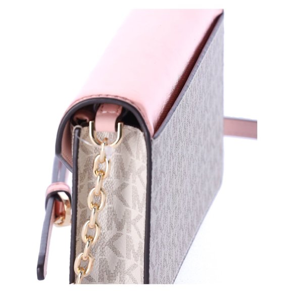 Michael Kors Jet Set Travel Small Signature Clutch Crossbody Vanilla Primrose - Picture 12 of 14